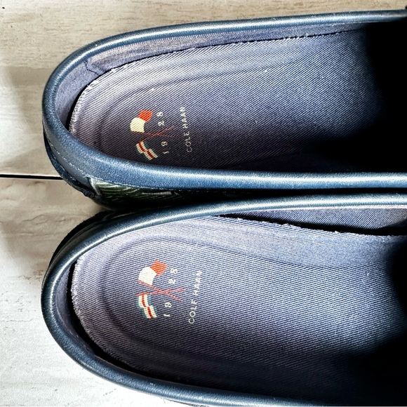 Cole Haan Nantucket Shoes Sz 8 1/2B Canvas Leather Seaside Preppy Loafers Palms - Picture 10 of 10